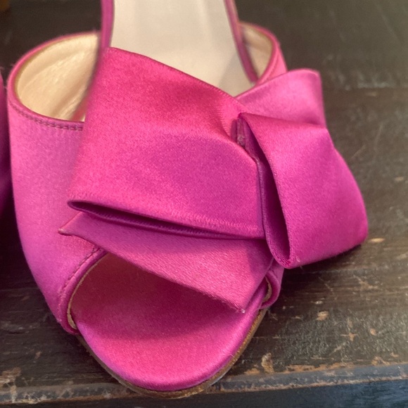 Women's Kate Spade New York Hot Pink Peep Toe Pumps With Glitter Heel Size 7.5 - Picture 8 of 15